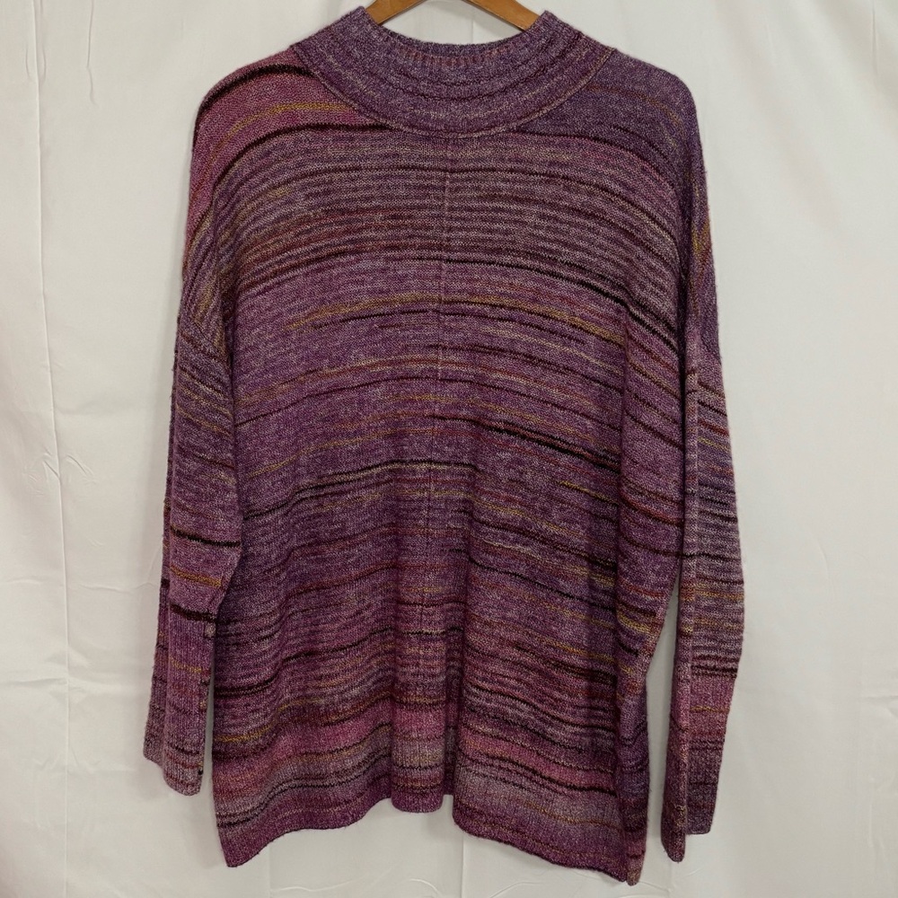 CJ Banks Multicolor Space-Dyed Funnel Mock Neck Drop Shoulder Sweater in 2X